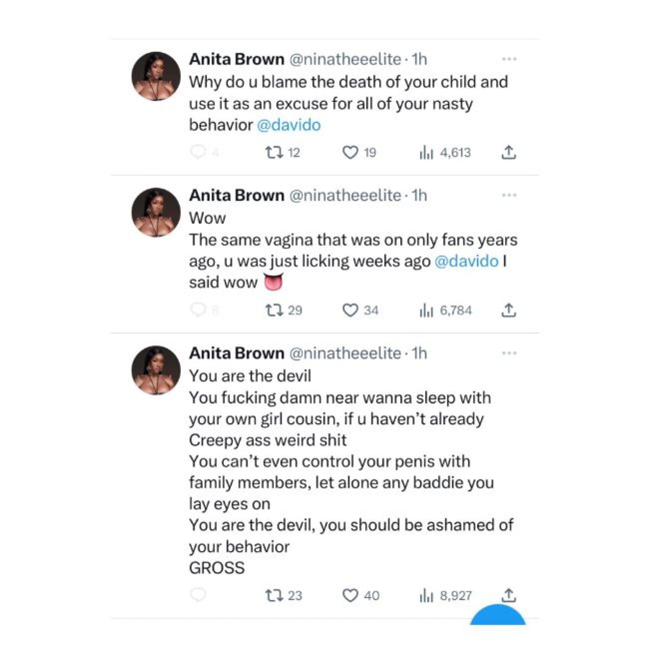 Ask him how i taste! - Anita Brown continues dragging Davido says Chioma had abortions before they had a son. AdvertAfrica News on afronewswire.com: Amplifying Africa's Voice | afronewswire.com | Breaking News & Stories