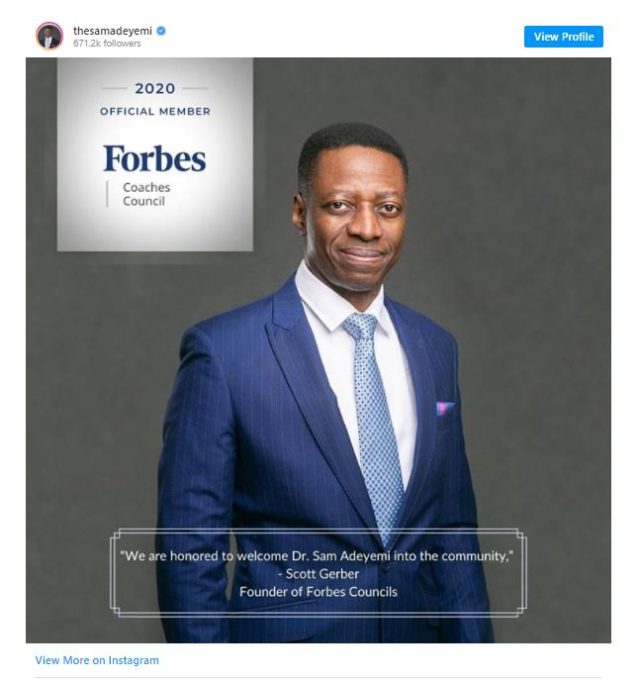 Nigeria: Forbes appoints Senior Pastor of Daystar Christian centre, Sam Adeyemi as its council member Afro News Wire