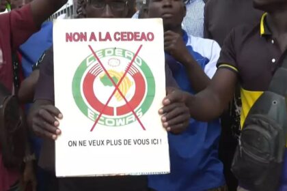 Protesters marched against ECOWAS in Ouagadougou. Afro News Wire