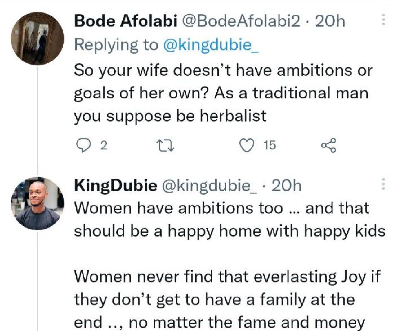 "A happy home with happy children should be the goal of women" Man vows to never permit his wife to work Afro News Wire