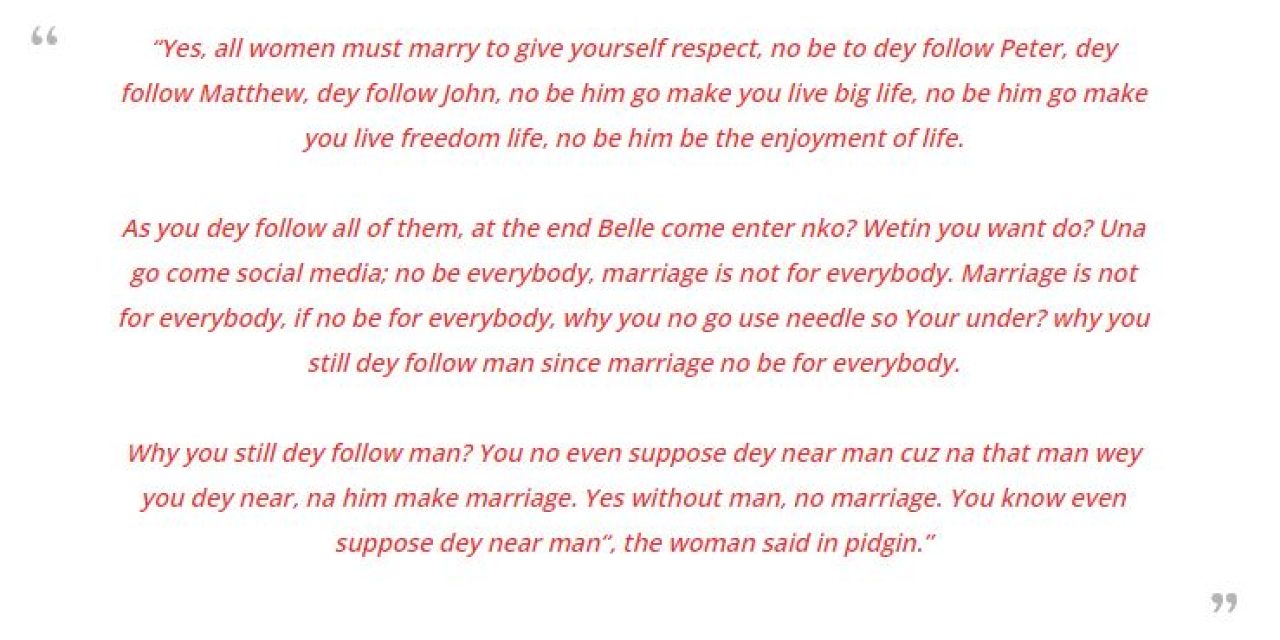 "You know even suppose dey near man“ - Relationship expert on the widely held notion ‘marriage is not for everybody’. Afro News Wire