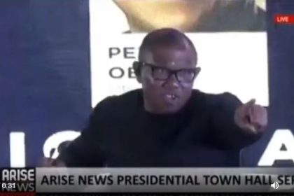 Peter Obi lashes out at Dino Melaye at a Presidential Townhall meeting. Afro News Wire
