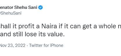 Senator Shehu Sani reacts to newly redesigned naira notes. Afro News Wire