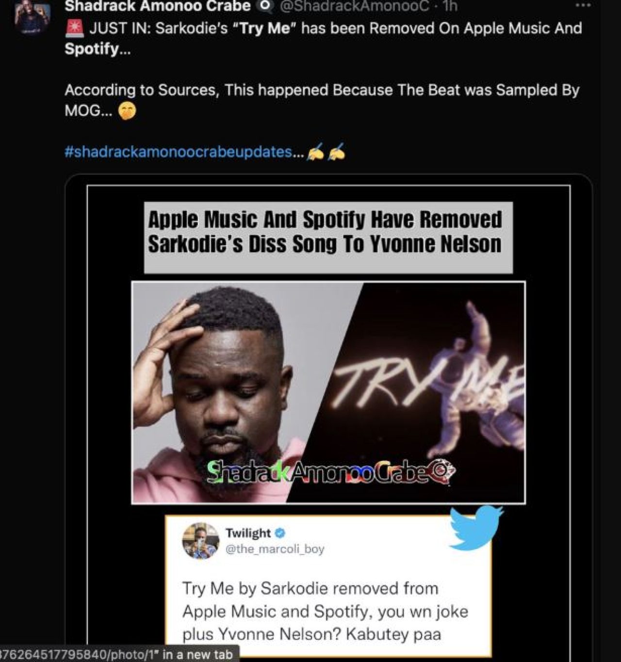 Sarkodie's Diss Song 'Try Me' Banned From Spotify And Apple Music Stores Afro News Wire