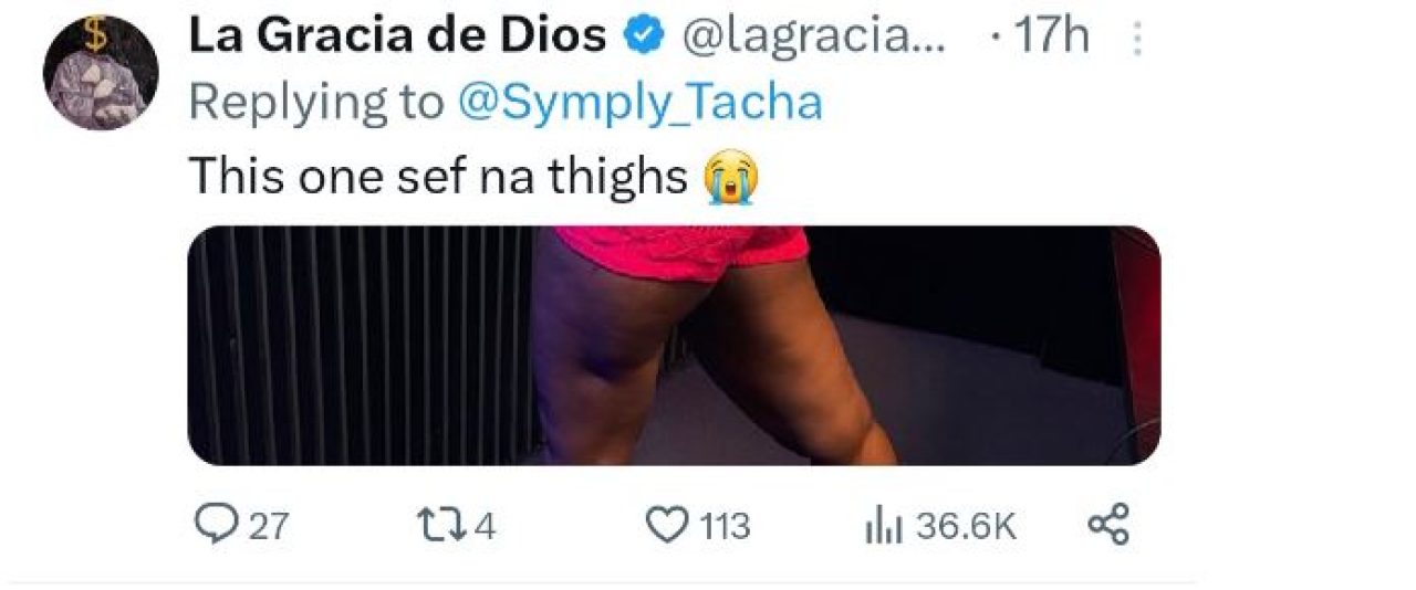 " The thigh needs ironing" - Ex-BBnaija star Tacha bodyshamed in latest post. Afro News Wire