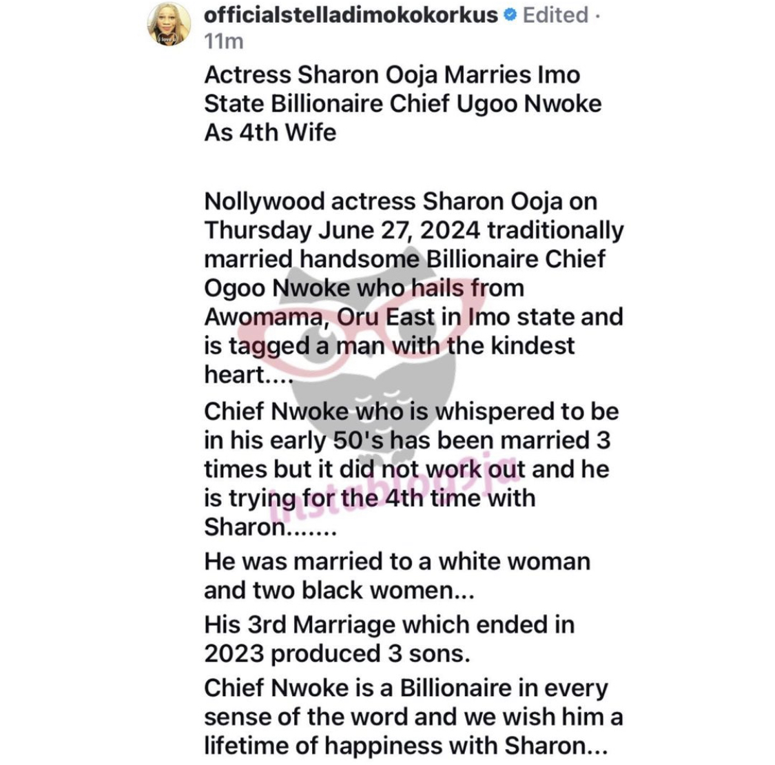 Blogger Drops Bomshell Revelation of Sharon Ooja’s Husband, Less Than 24 Hours After Her Wedding. Afro News Wire